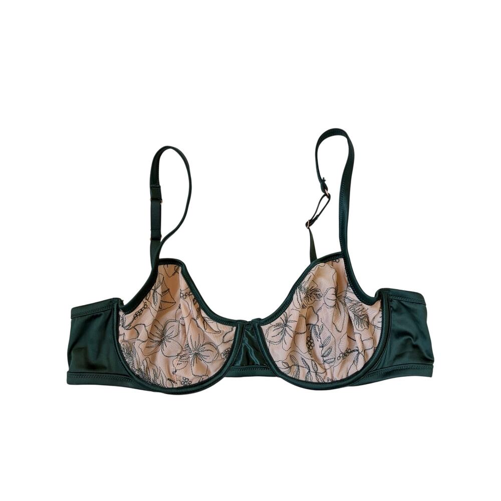aerie Show Off Embroidered Unlined Balconette Bra (Sycamore) - 36C